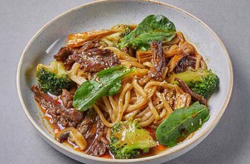 Лапша с говядиной и грибами